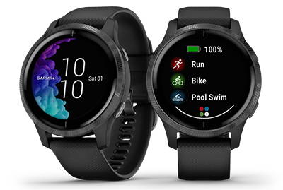 Black/slate Garmin Venu fitness GPS watches