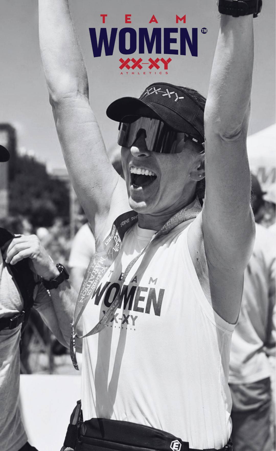 Woman celebrating after a race