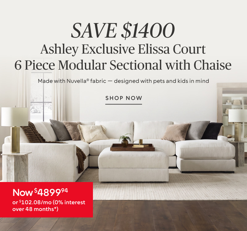 Save $1400 on the Ashley Exclusive Elissa Court 6 Piece Sectional