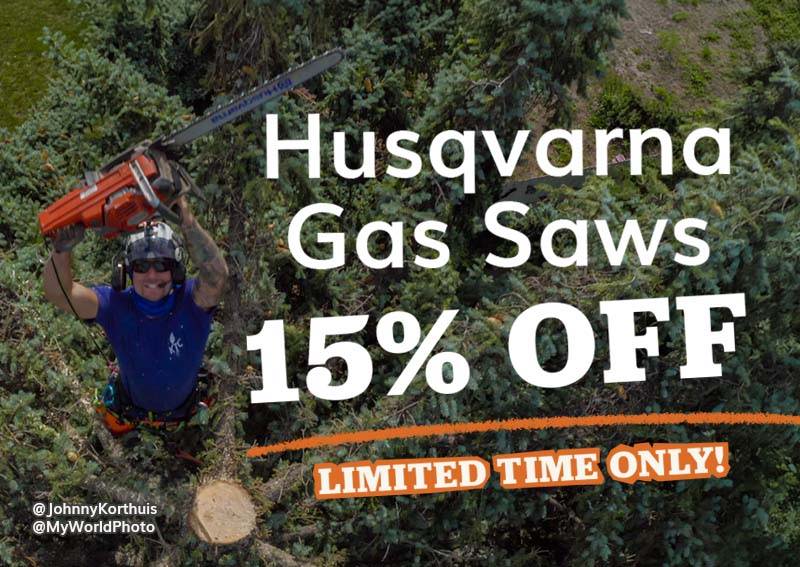 All Husqvarna Gas Powered Saws are 15% OFF!