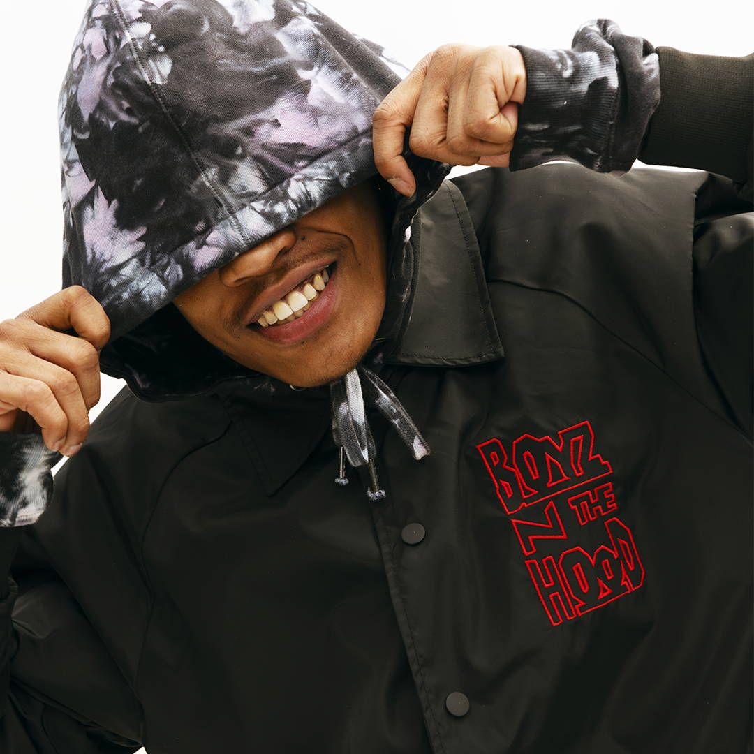 male model in boyz in the hood black jacket