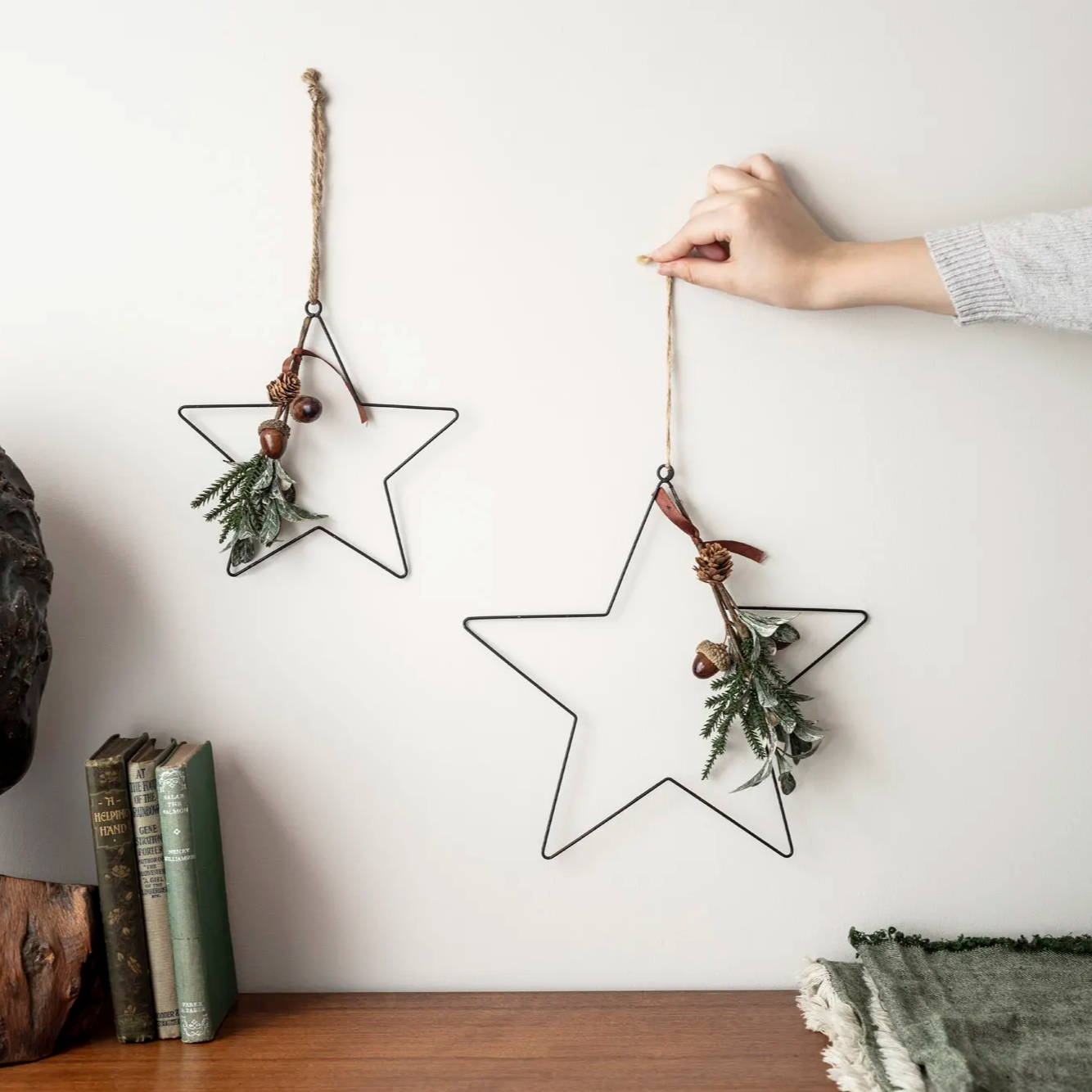 Eucalyptus Hanging Star Christmas Decoration Duo