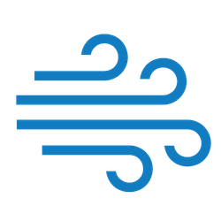 Icon representing wind with swirling lines.