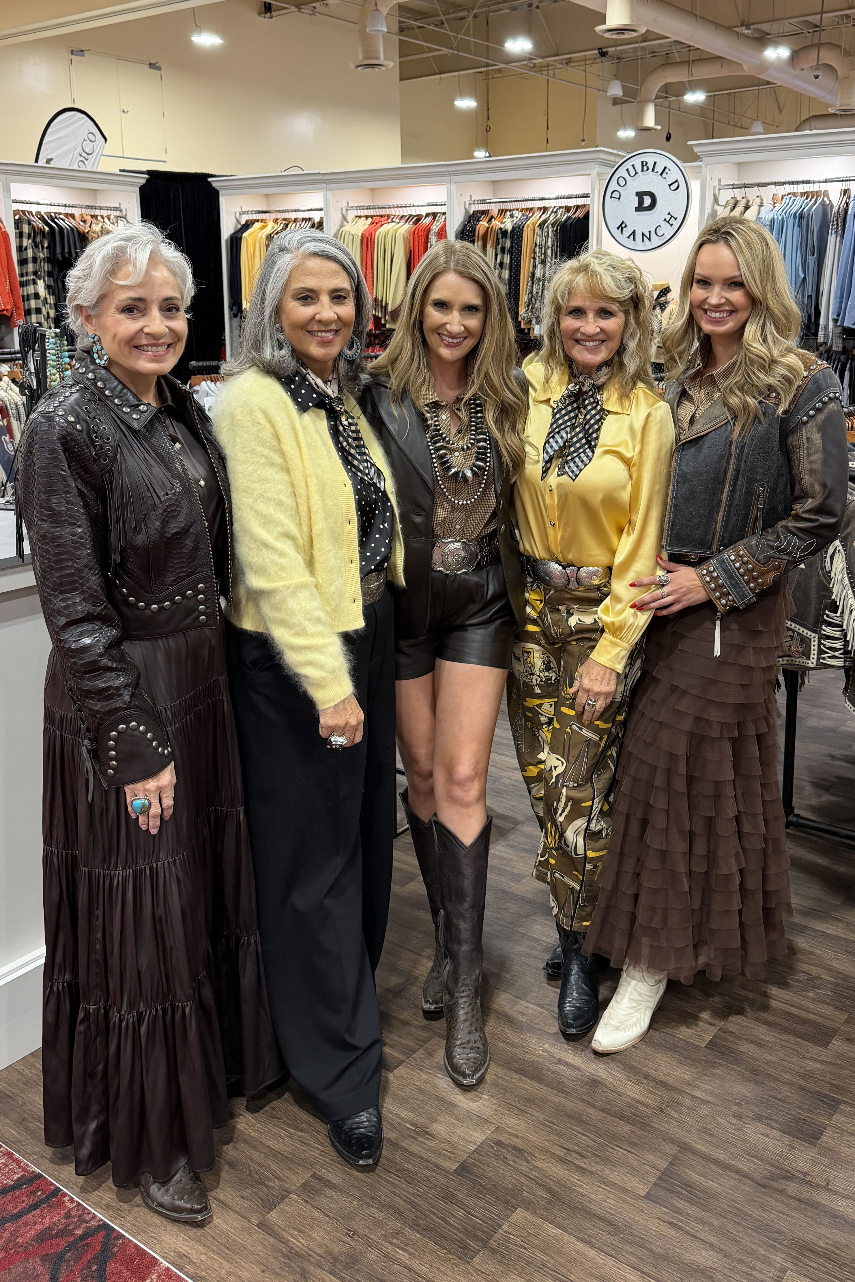 Hedy, Audrey, Savannah, Sealy, and Lexi at the Double D Ranch booth styled in Roughneck Rodeo! 