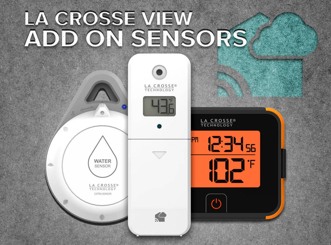 A mix of La Crosse View Add-On Sensors