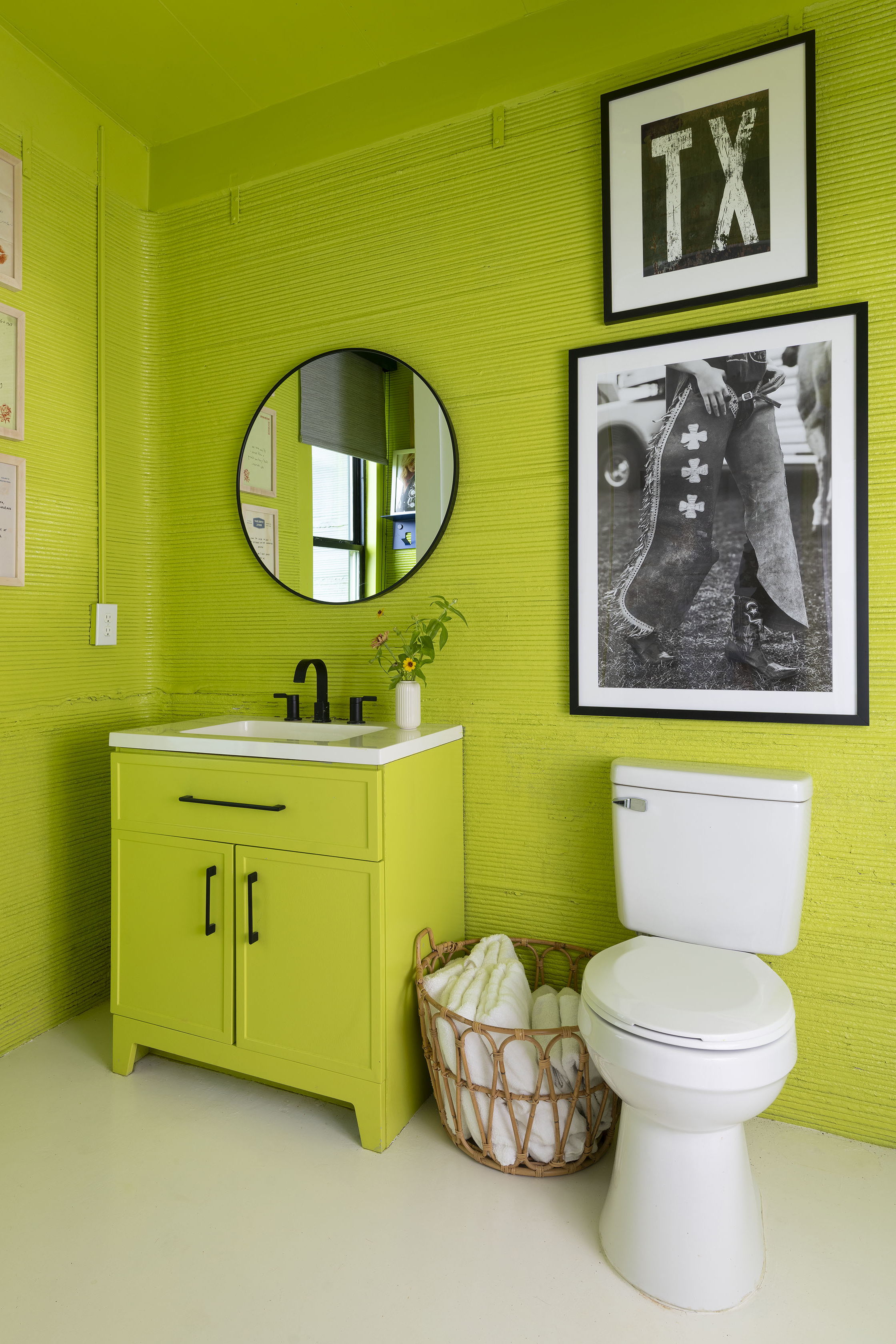 Bathroom in the DDR Casita at The Halles in Round Top, Texas.