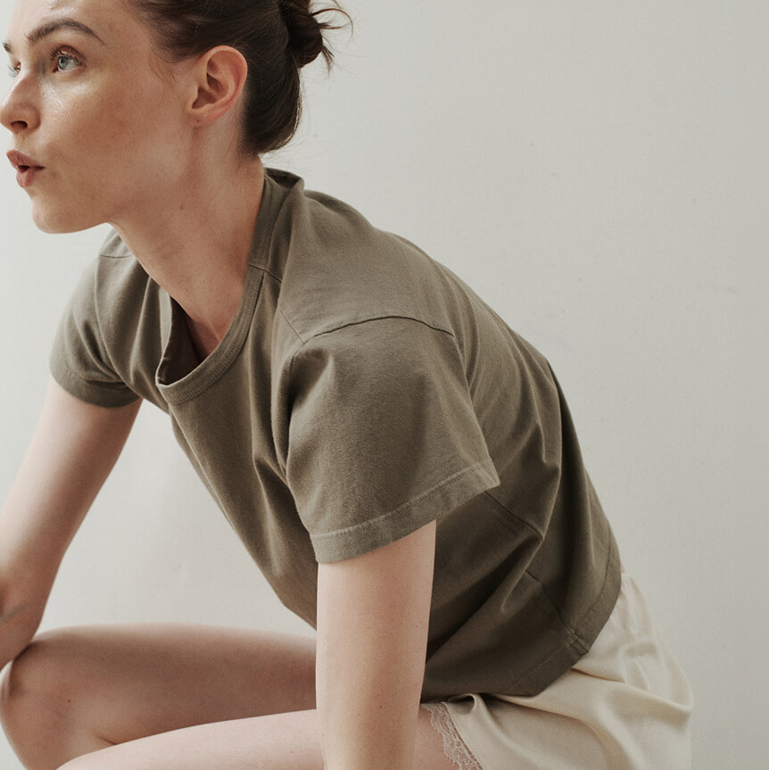 Woman crouching