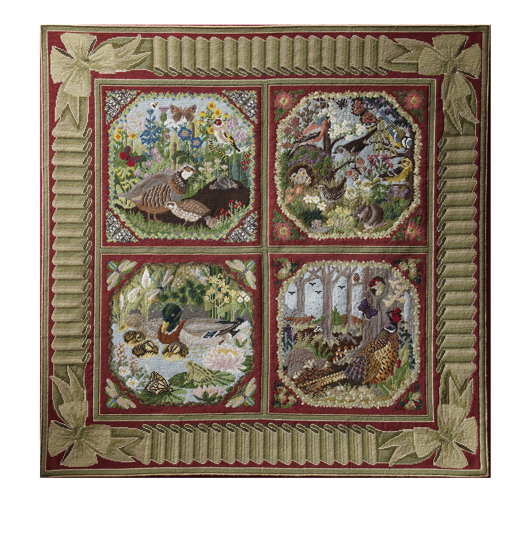 The Natural History series finished as a 4 panel hanging tapestry with decorative border