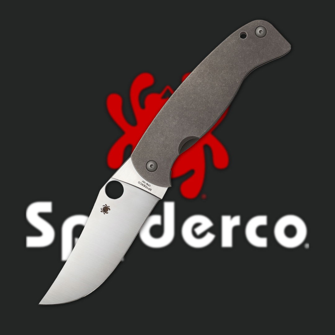 A folding knife with a gray handle and a stainless steel blade.
