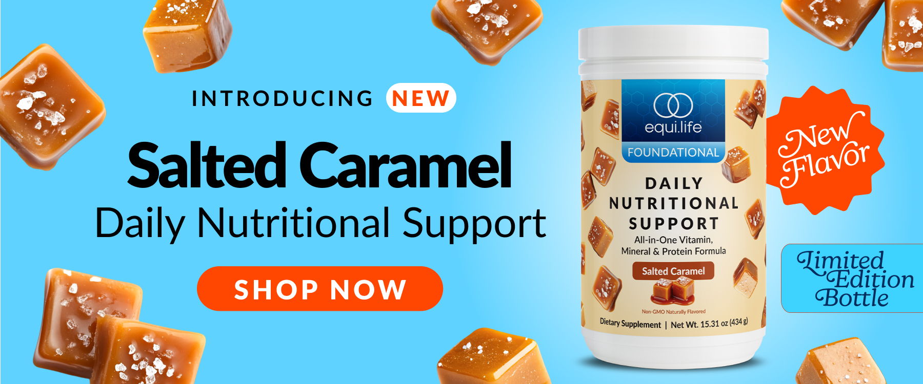 Salted Caramel Daily Nutritional Support product advertisement. Shop now.