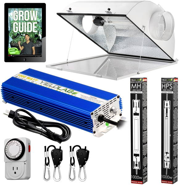 Yield Lab Pro Series 1000W HPS+MH Air Cool Hood Double Ended Complete Grow Light Kit