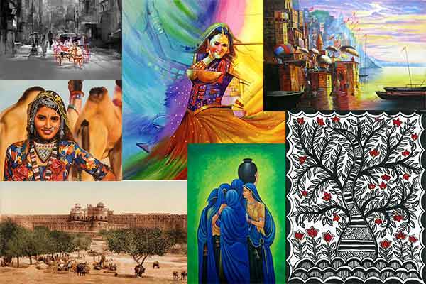 buy indian art online, buy indian theme paintings 