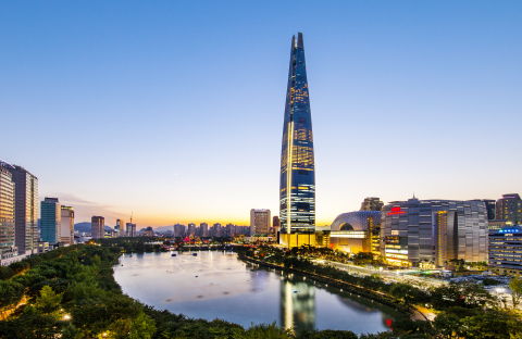 Seoul Skyline With Lotte World Tower Representing Korean Medical Tourism Destination for Mommy Makeover Korea