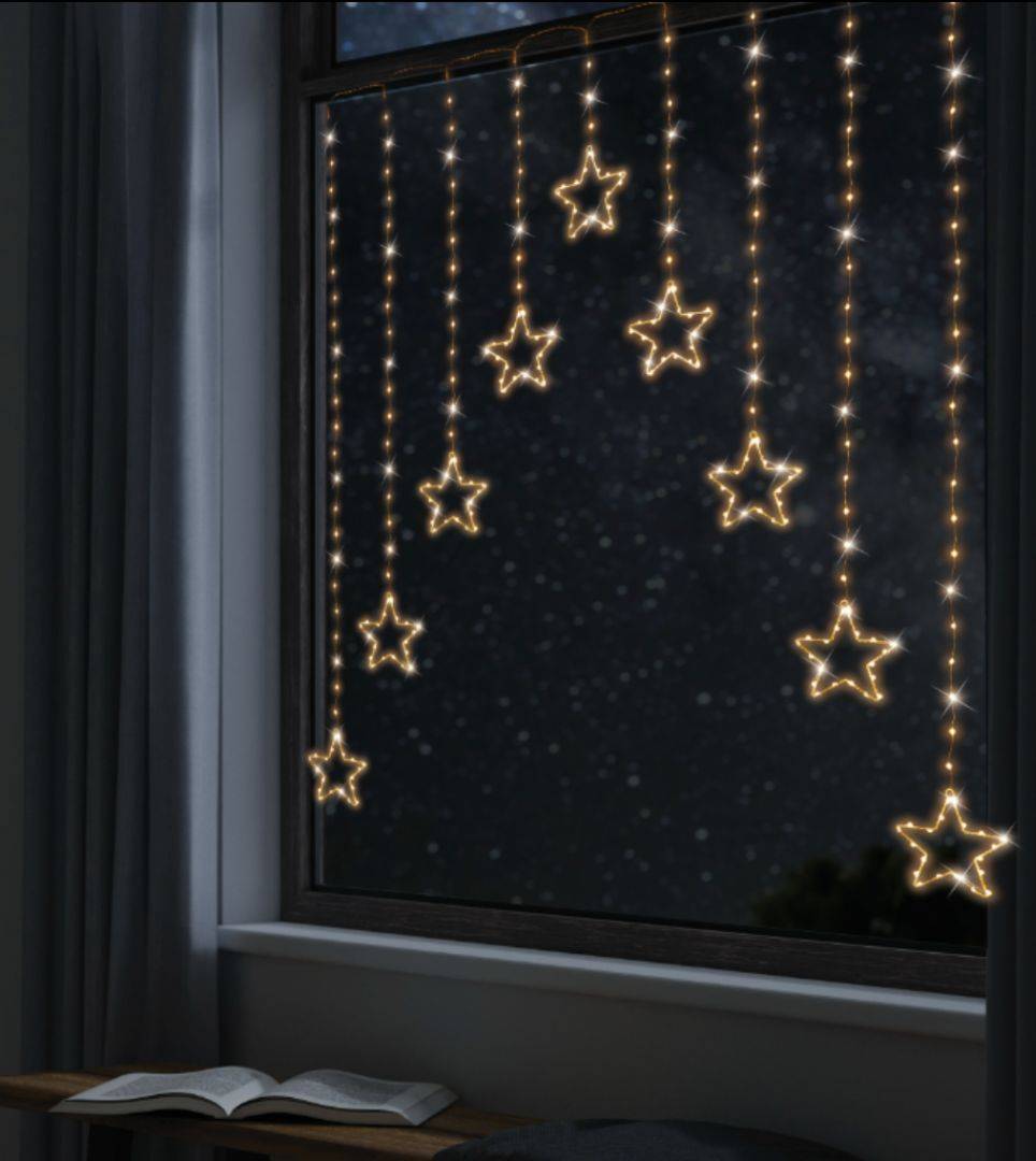 Gold Star Christmas Lights Hanging Decorations