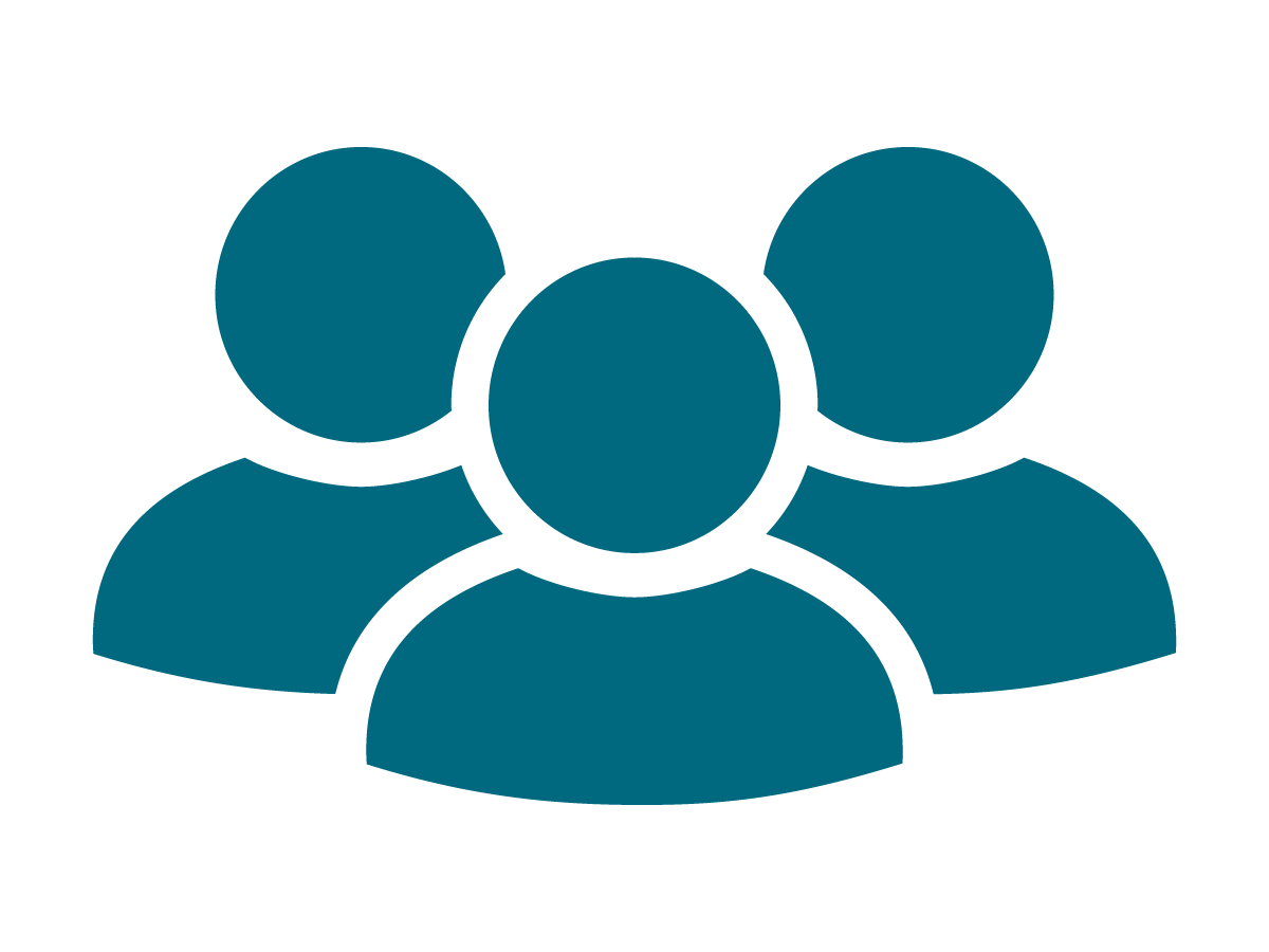 Shareable Device Icon - Three stylized human figures representing multiple users