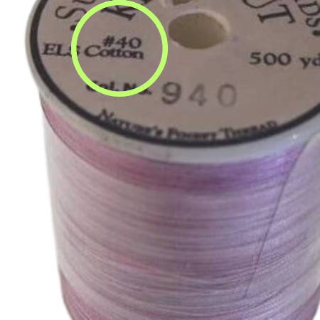Spool of thread with Number System weight information using # sign