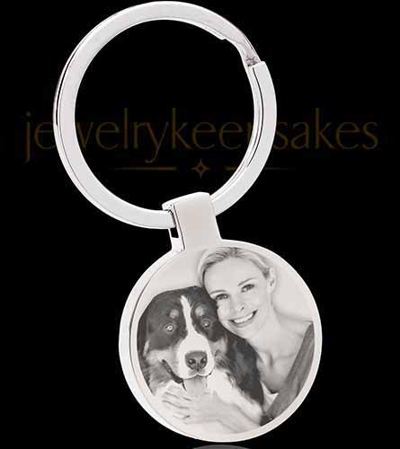 Photo Engraved Stainless Steel Pet Round Keychain