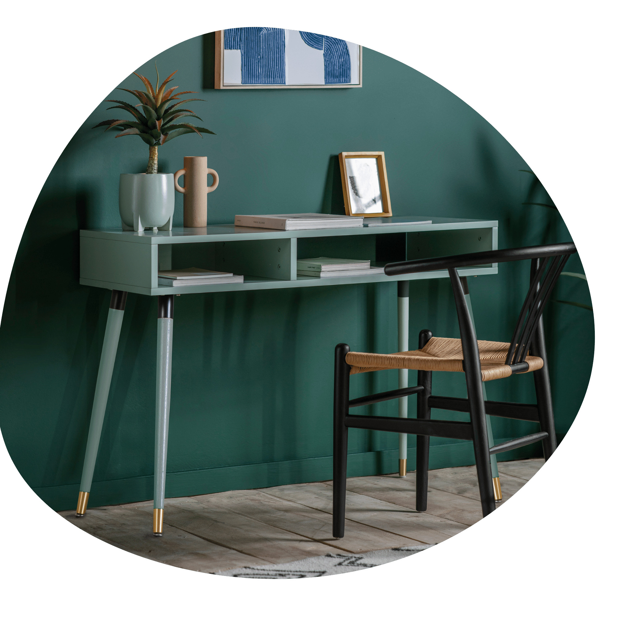 Evssa home study desk in green | MalletandPlane.com