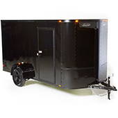 black single axle cargo trailer