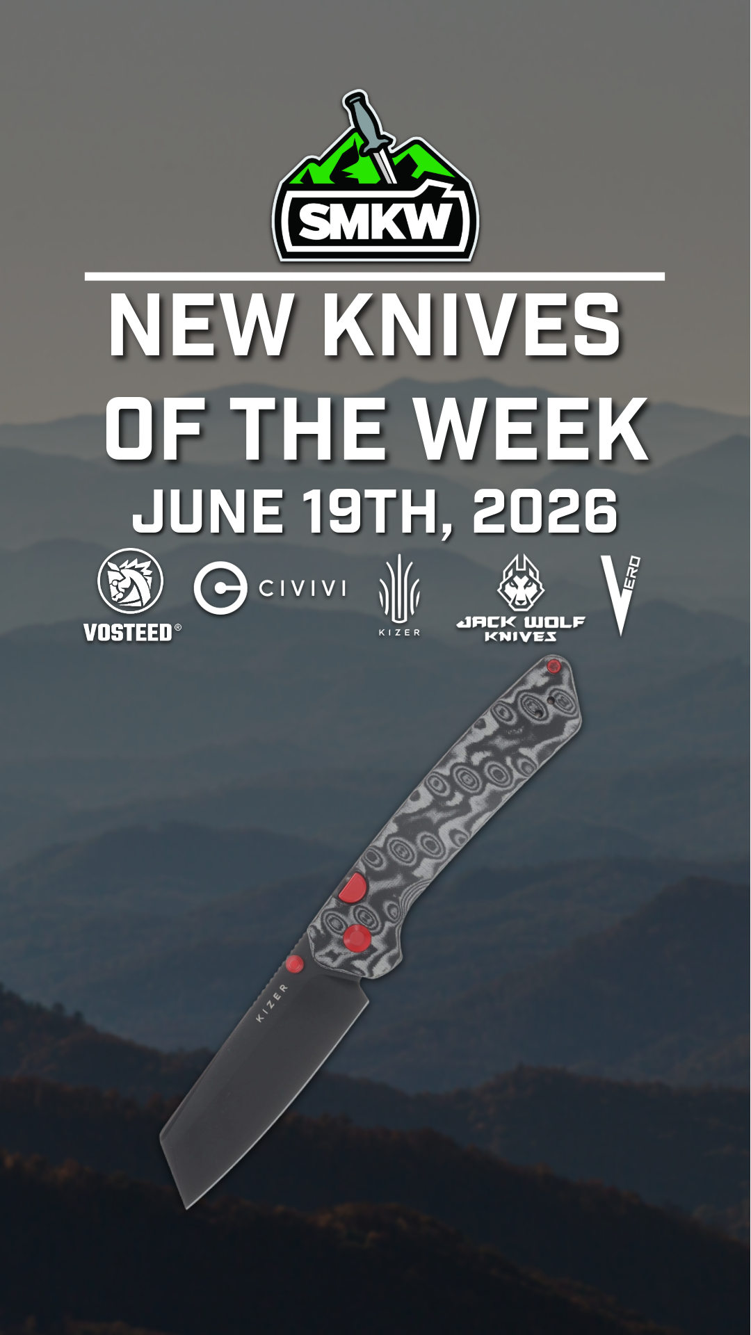 SMKW New Knives of the Week, June 19th, 2026, featuring various brands.