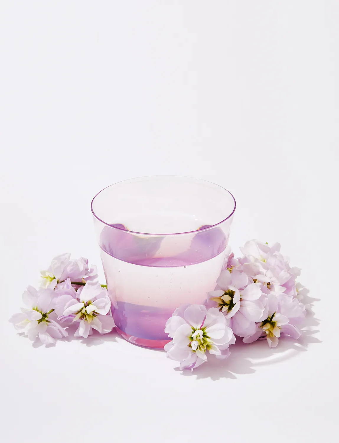 Rocks Glass in Taro with cherry blossoms