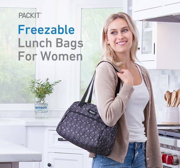 PACKIT Freezable Saddle Lunch Bag Insulated Reusable Woven Diamond NWT 