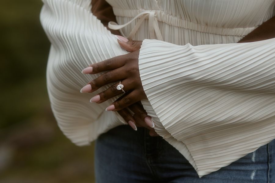 close up of engagement ring