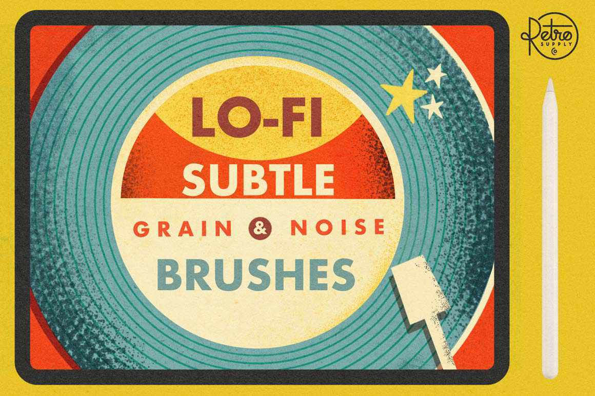 Lo-Fi Subtle Grain and Noise brushes from RetroSupply Co. for Procreate.