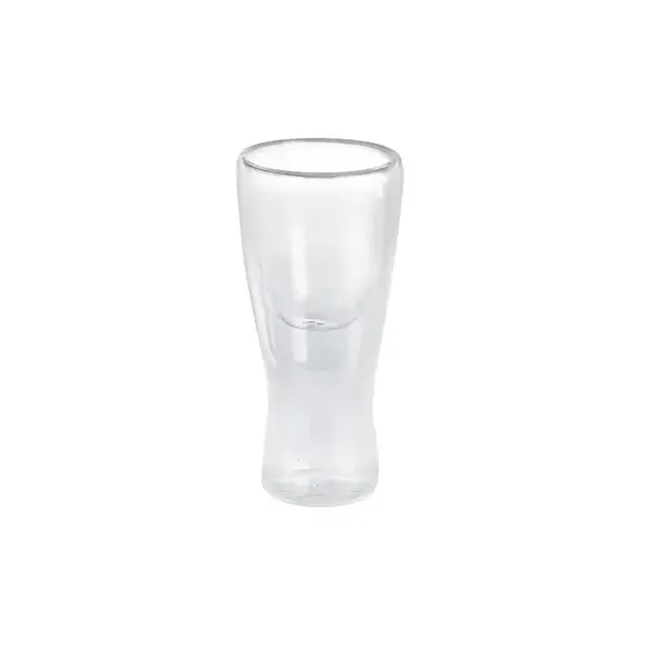 A tall curved shot glass