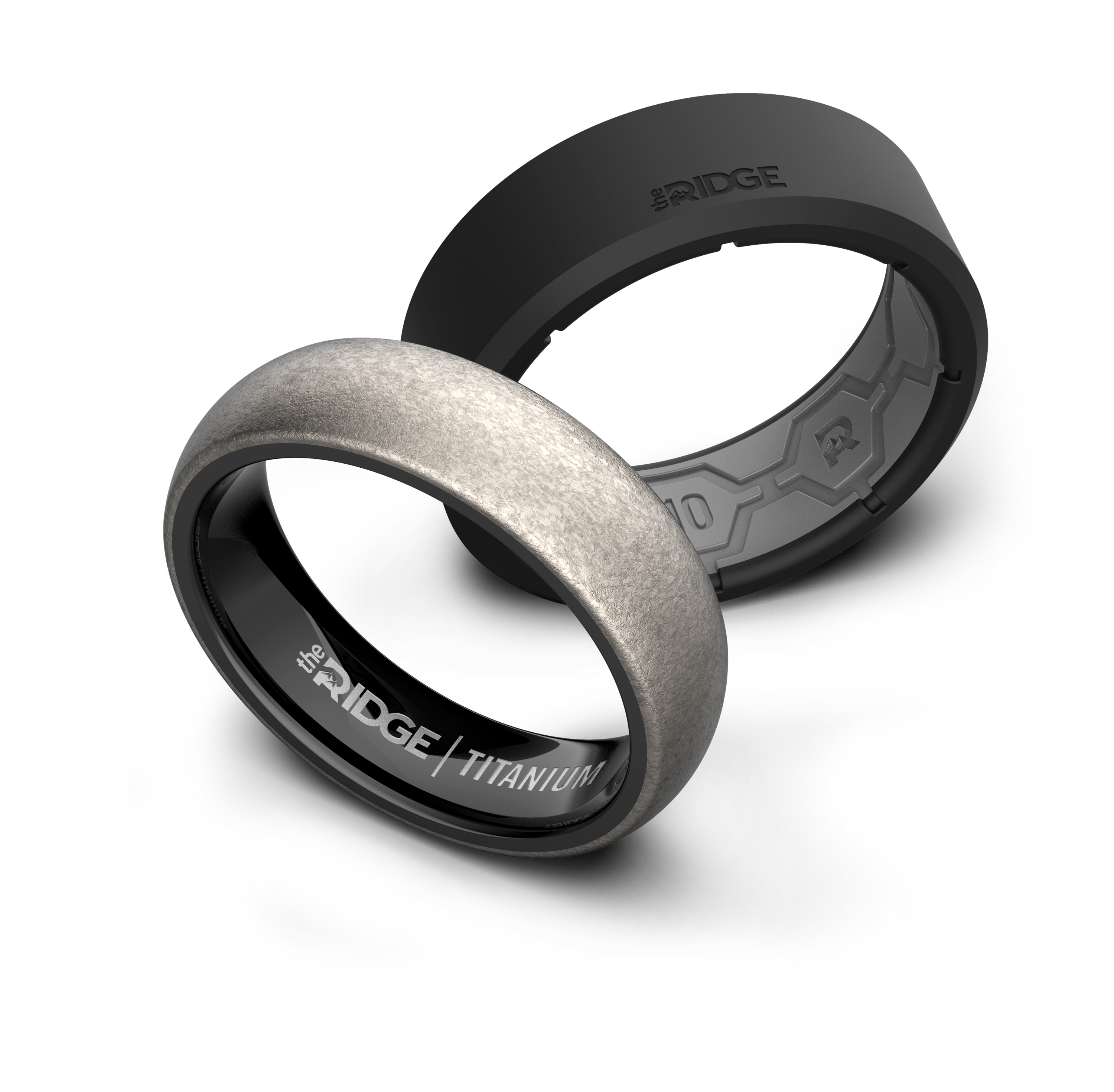 Stonewashed Titanium 6MM Rounded Ring Set