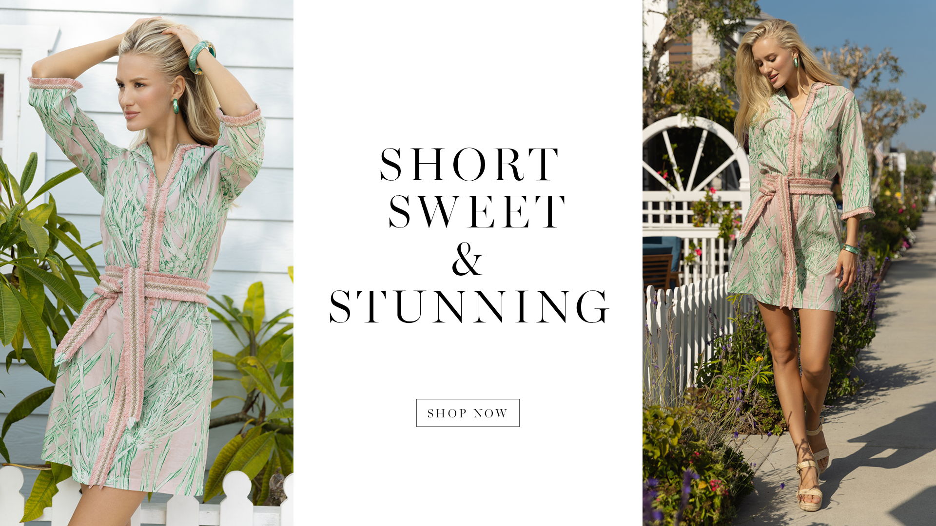 Model in a stylish dress with text overlay: 