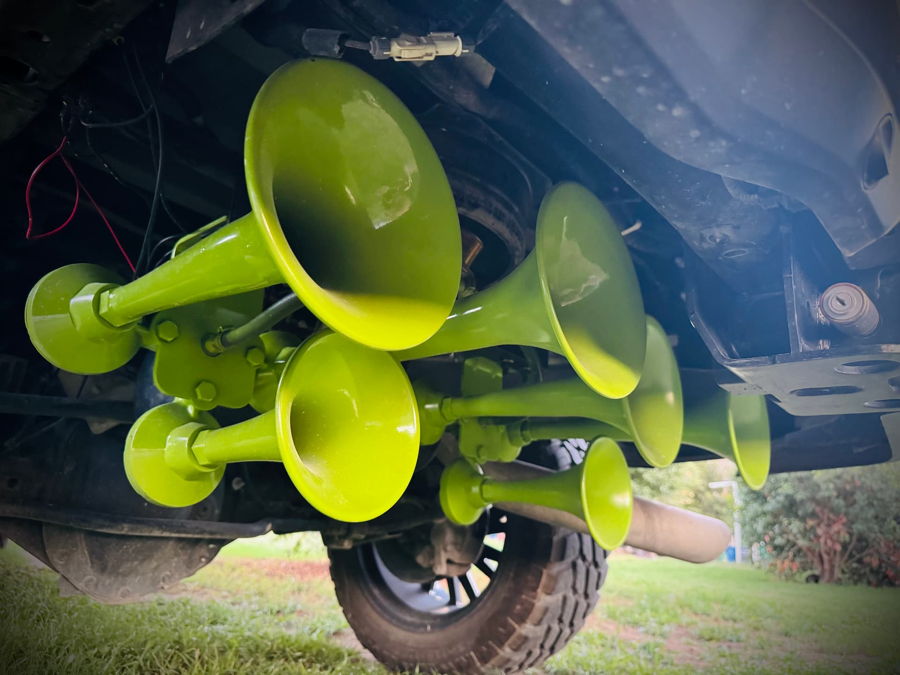 Completed Double Outlaw Horns setup on Russell's 2024 RAM 2500 photo 5