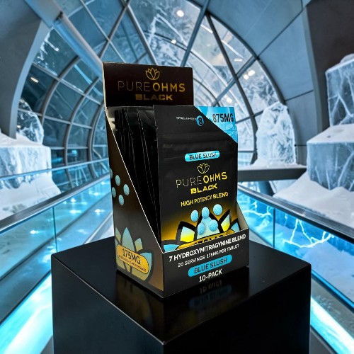 Box of Pure Gums displayed in an icy setting.