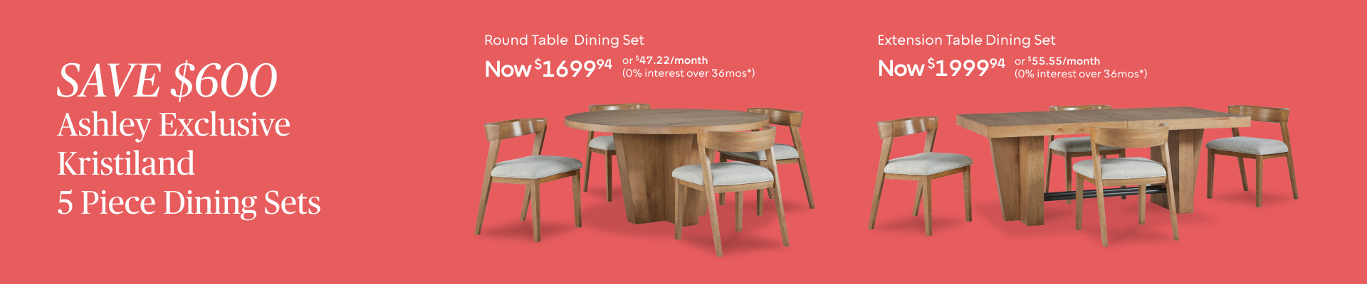 Save $600 on Ashley Exclusive ​ Kristiland 5 Piece Dining Sets ​