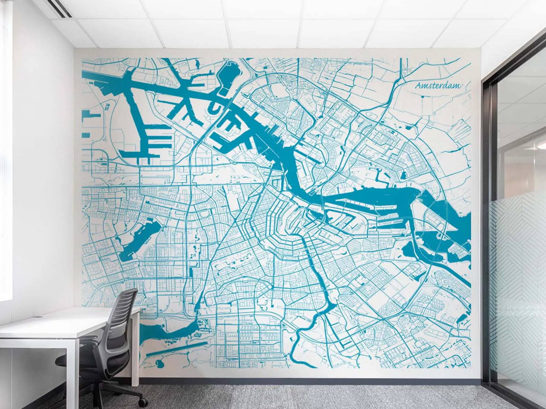 giant map of city for office wall