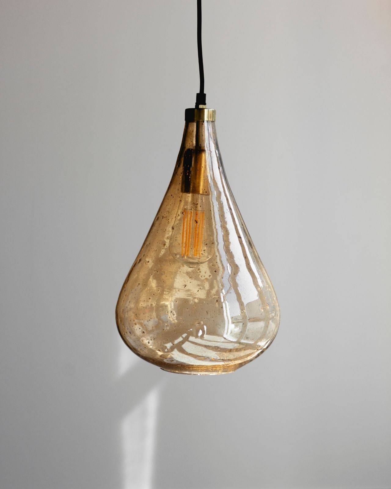 Lustre Teardrop Glass Stone Pendant Light Gold