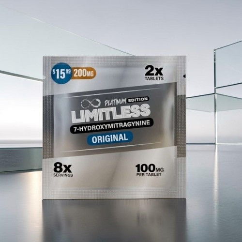 Limitless 3-Hydroxymethylbutyrate supplement package on a reflective surface.