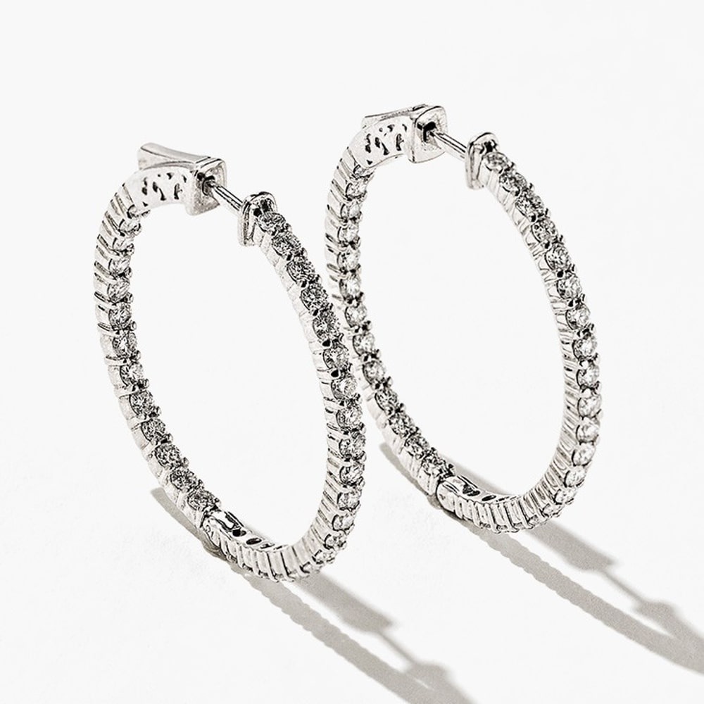 lab grown diamond accented statement hoop earrings by MiaDonna