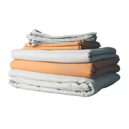 A Pile of bed sheets in two colors