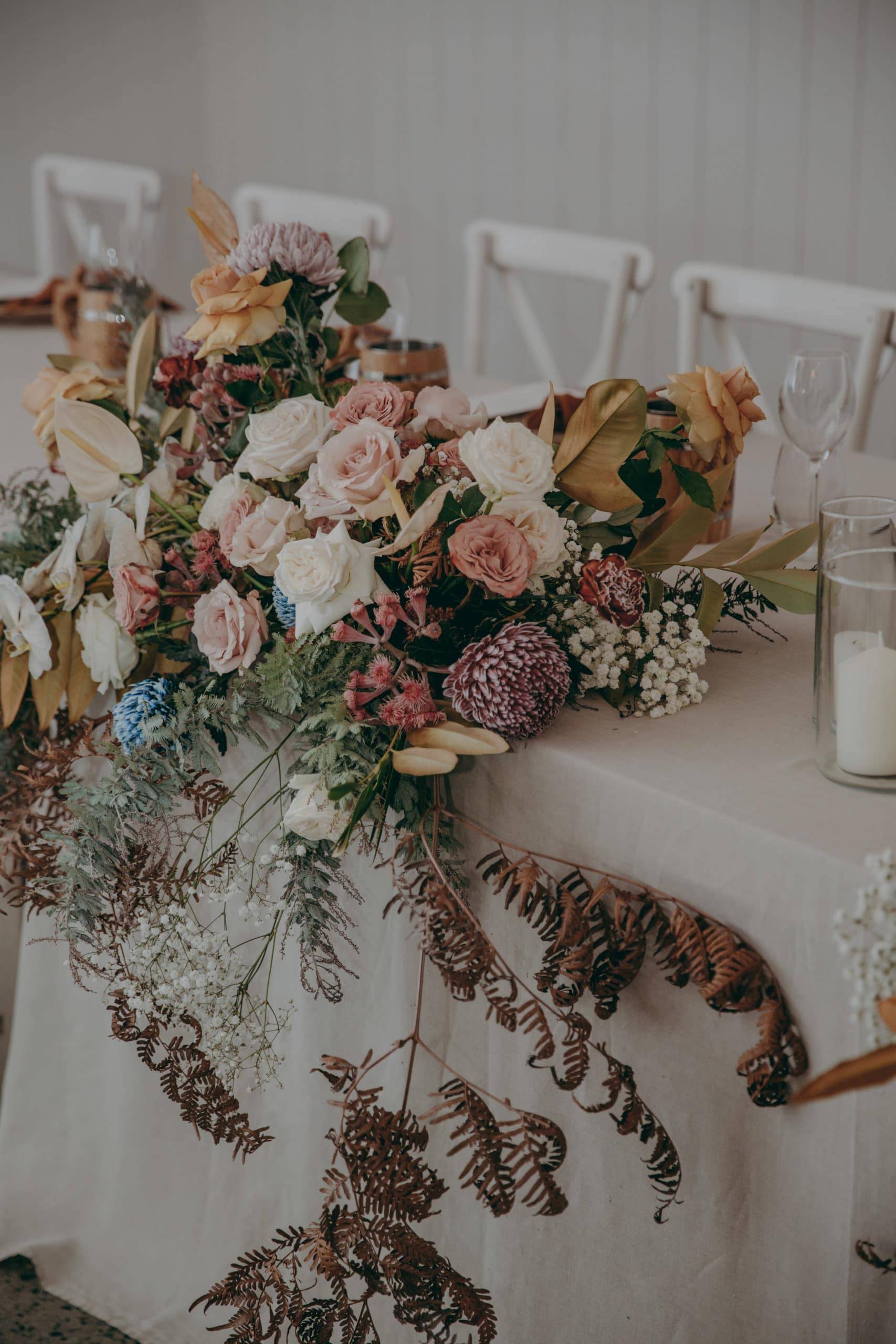 Earthy neutral tone dried look flowers