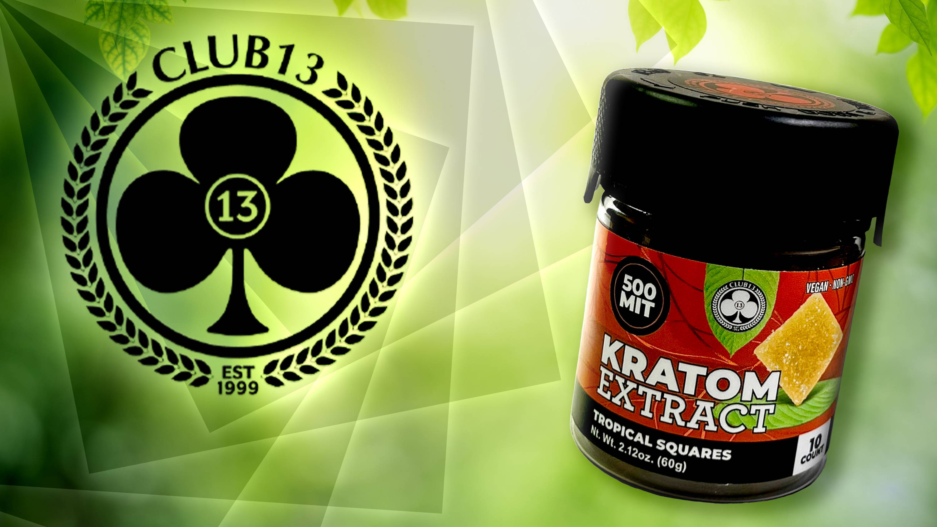 Club 13 Kratom Extract Gummies Tropical Squares 10ct