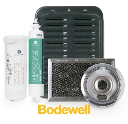 Various water filtration components with the Bodewell logo.