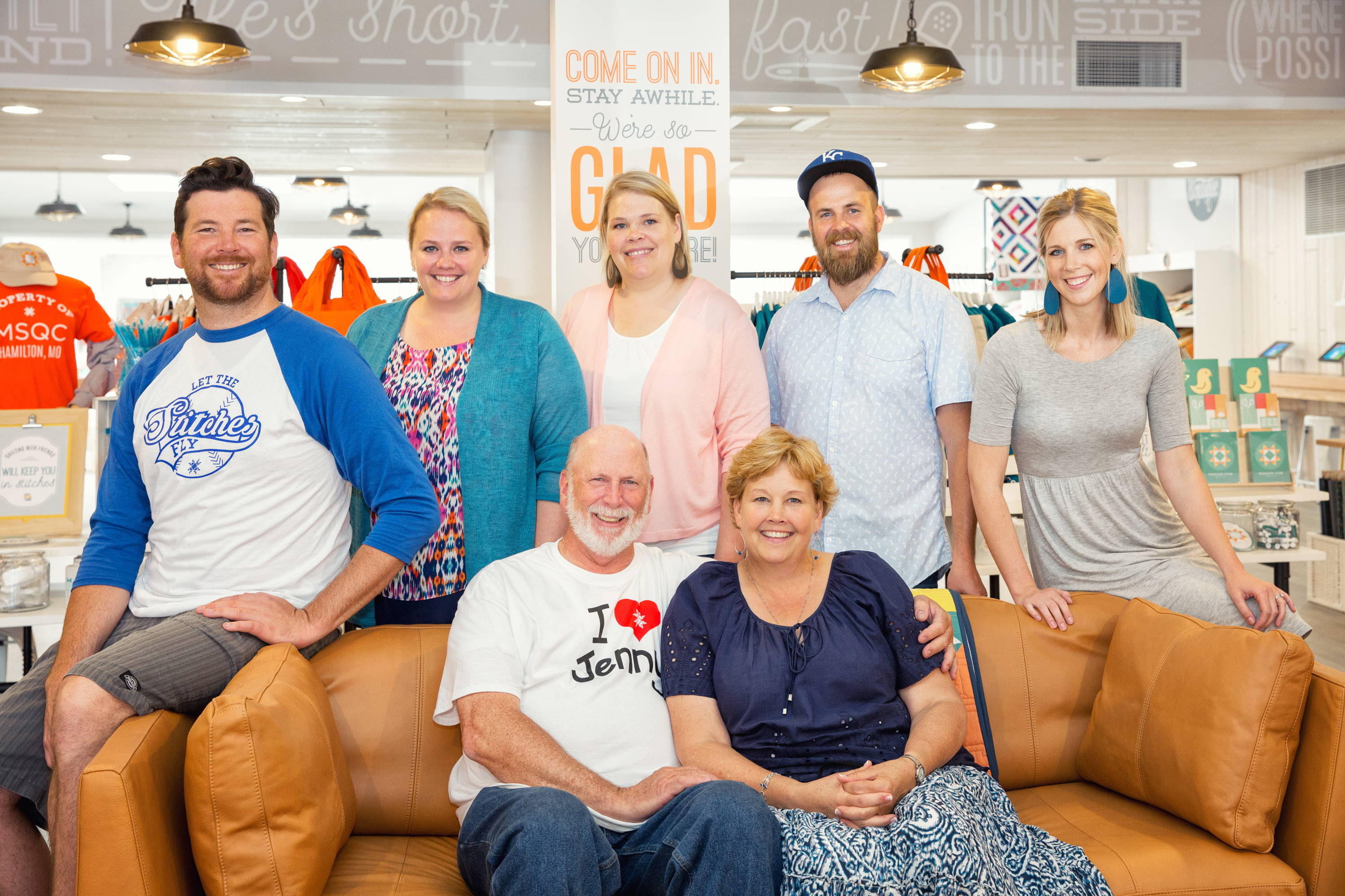 The Doan Family at the Grand Reopening of the Main Quilting Shop in Hamilton, MO