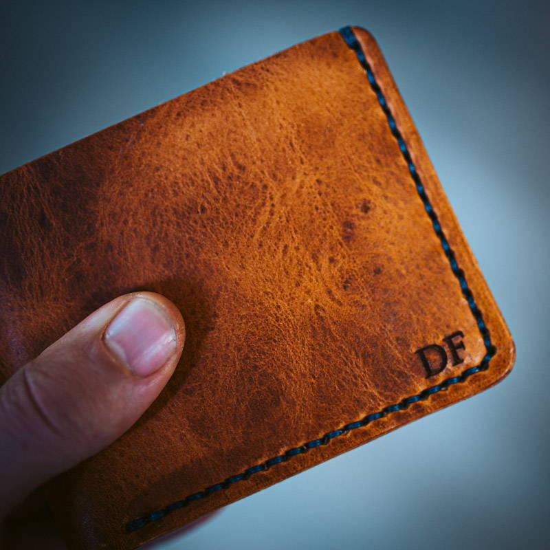 Man's wallet Personalised with one name outside AND one short message inside