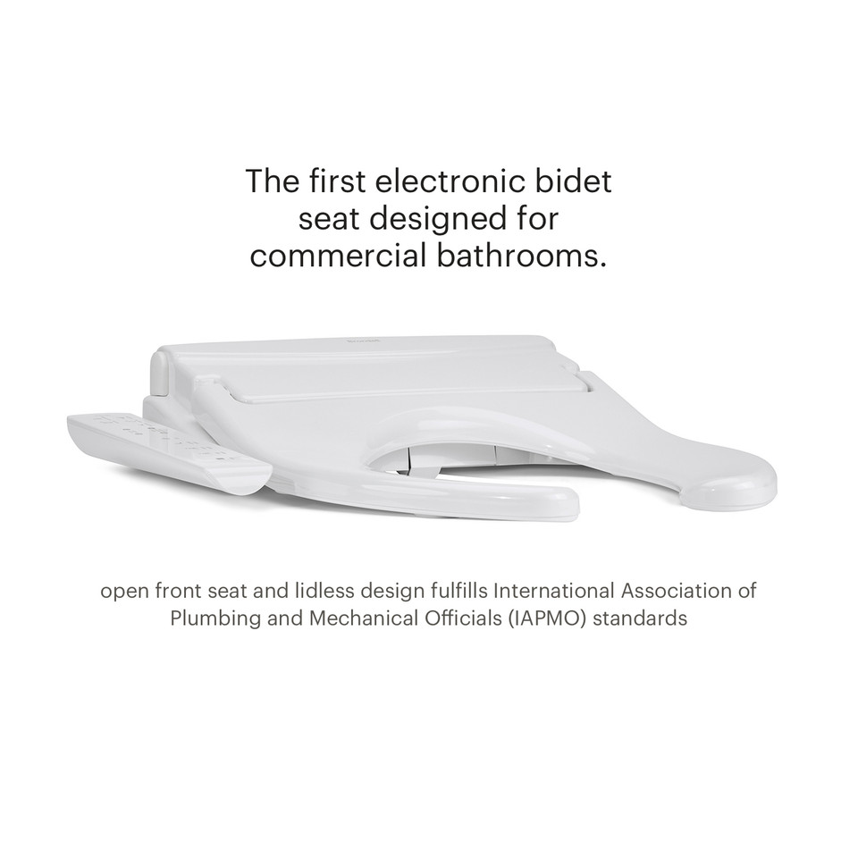 Brondell makes the first electronic open front bidet seat designed for commercial use.