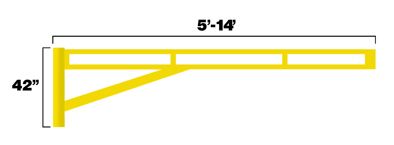 Image of a yellow, rotating dock gate that is 42