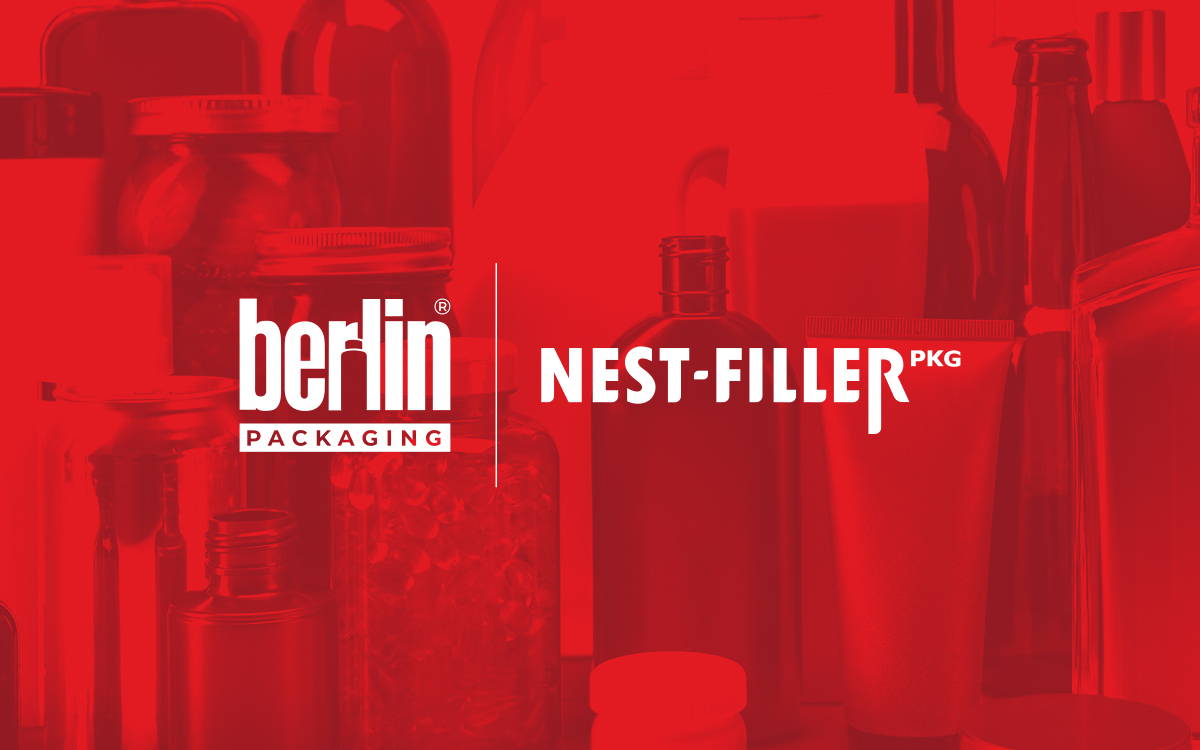 Berlin Packaging and Nest-Filler logos against red backdrop