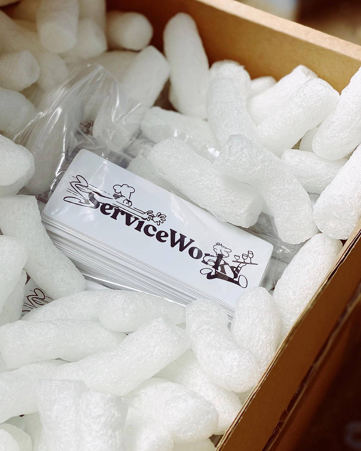 A styled image of Service Works delivery packaging.