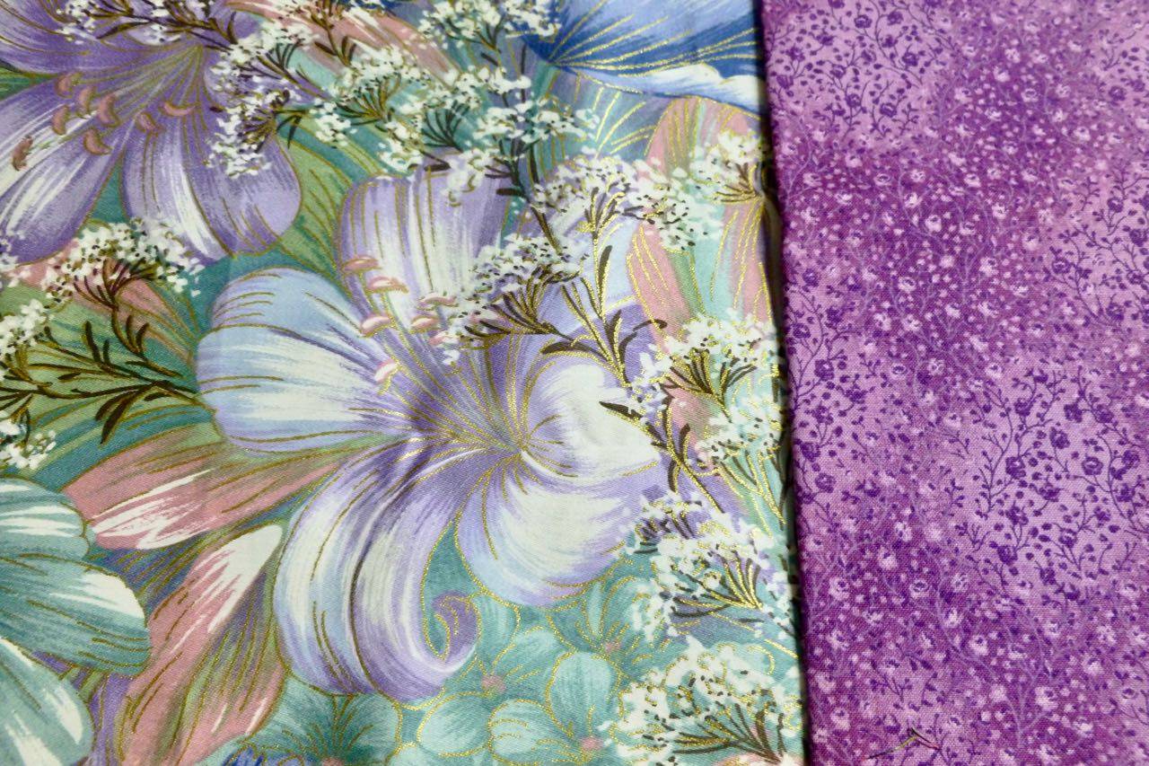 Non-matching purple fabrics for quilting