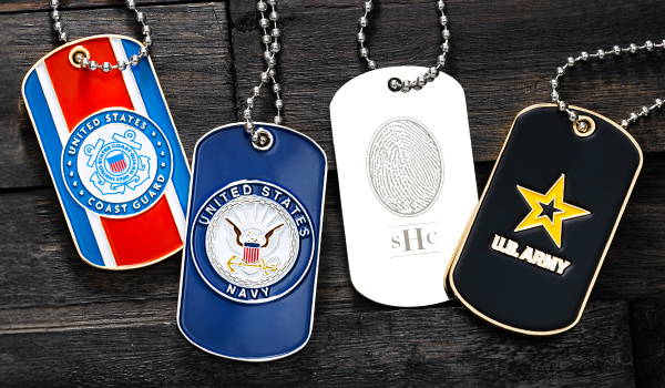personalized coast guard, navy, army, and stainless steel military dog tags